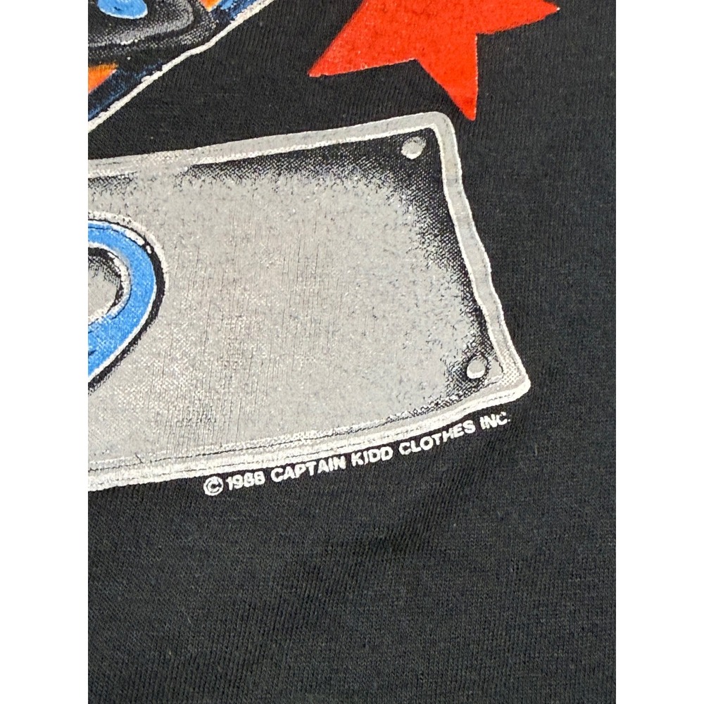 Vintage‎ 1989 Bon Jovi Tour Shirt Screen Stars XL Black Skull Graphic Rock Tee - Picture 3 of 13